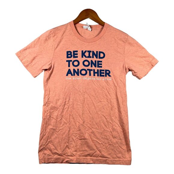 BE KIND TO ONE ANOTHER T-SHIRT THE ELLEN DEGENERES SHOW PEACH GRAPHIC TEE sz S - Picture 1 of 3
